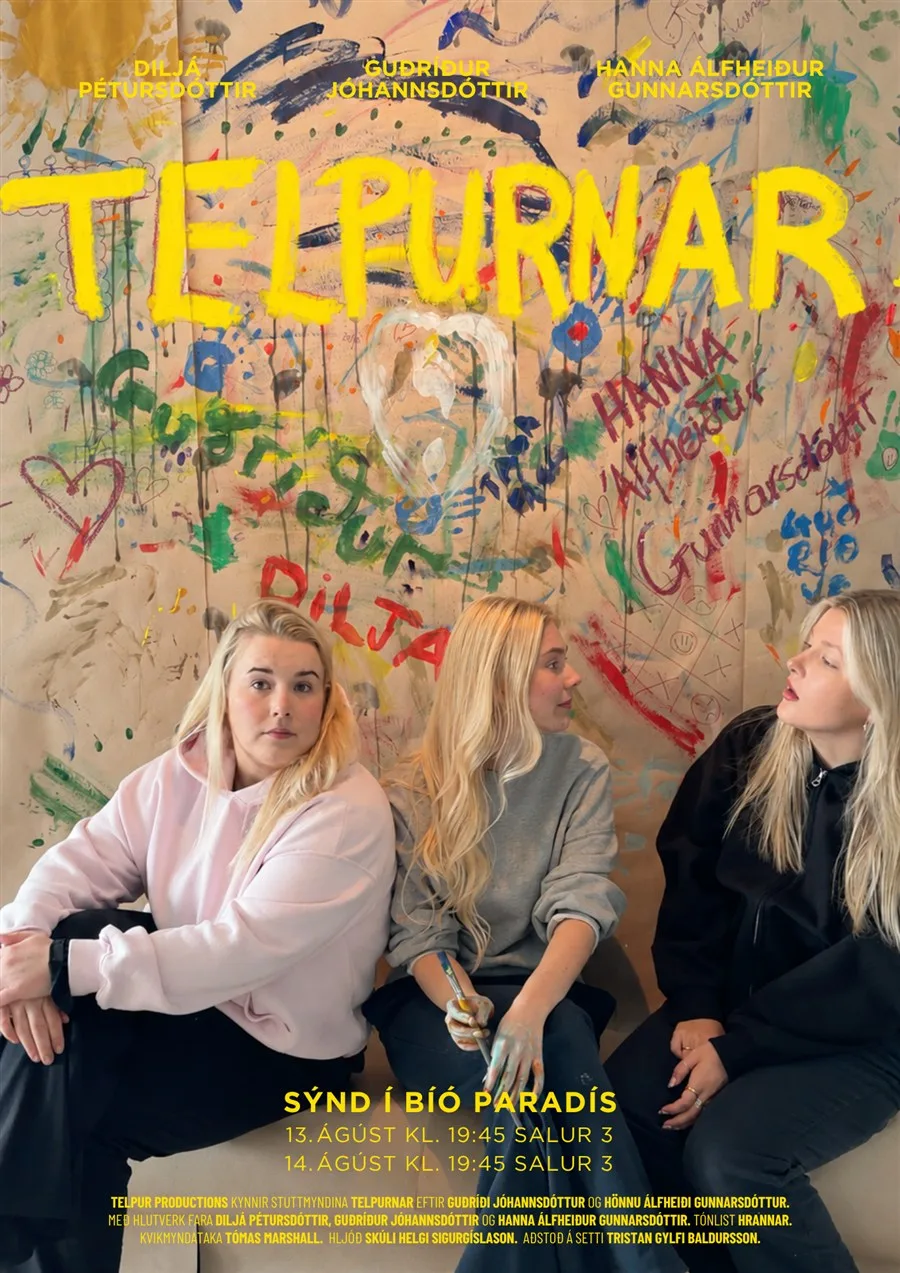 Kvikmyndaplakat — Telpurnar, íslensk stuttmynd 2026, sýnd í Bíó Paradís 13. og 14. ágúst